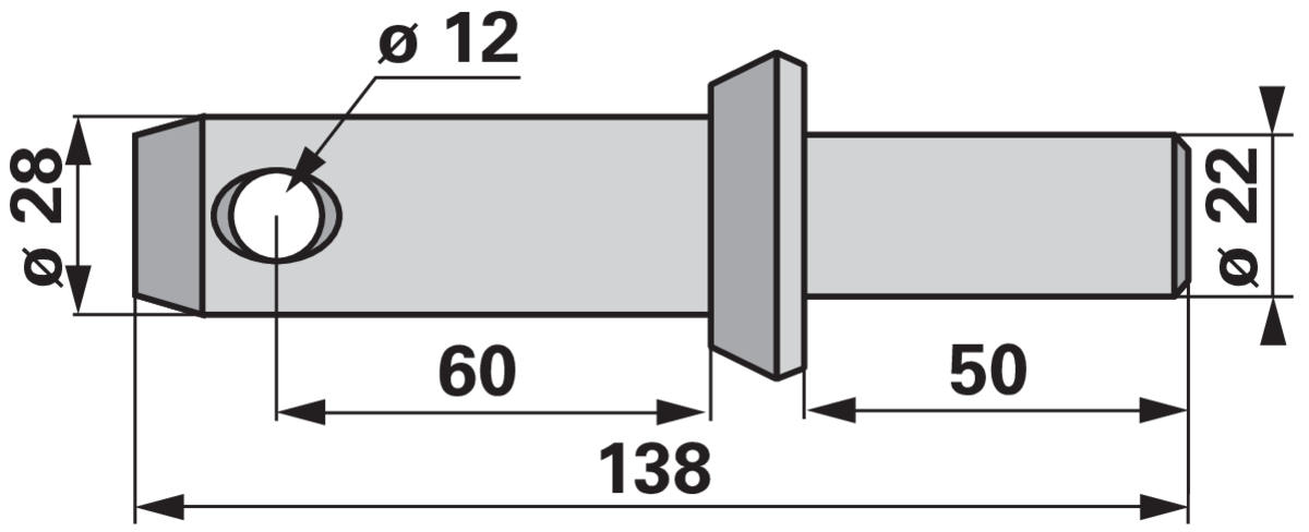 Anschweißbolzen Kat. 2, Länge 138 mm GartenShop24 - Hochwertige Gartengeräte