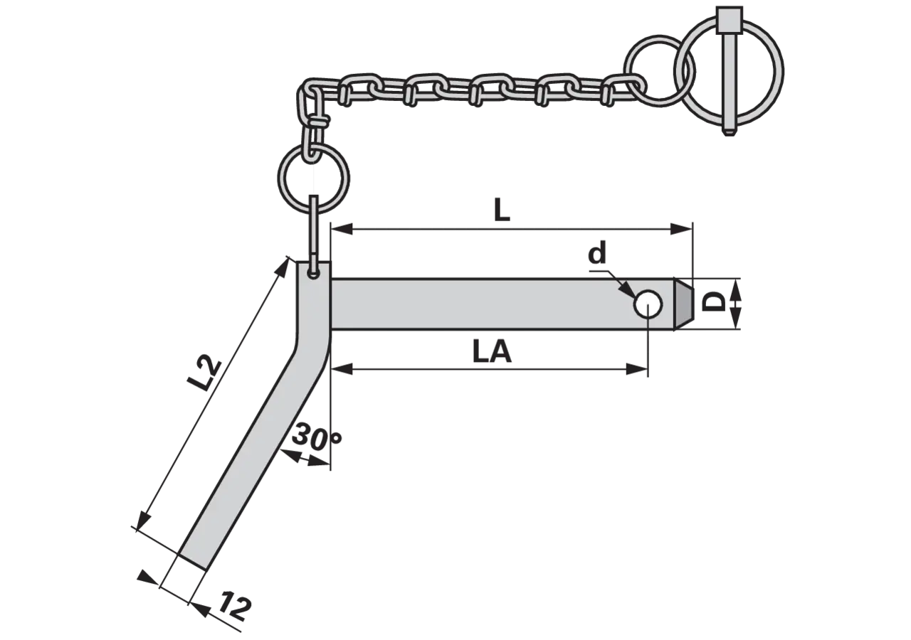Bolzen mit Griff und Kette Dm 37 mm 135 GartenShop24 - Hochwertige Gartengeräte