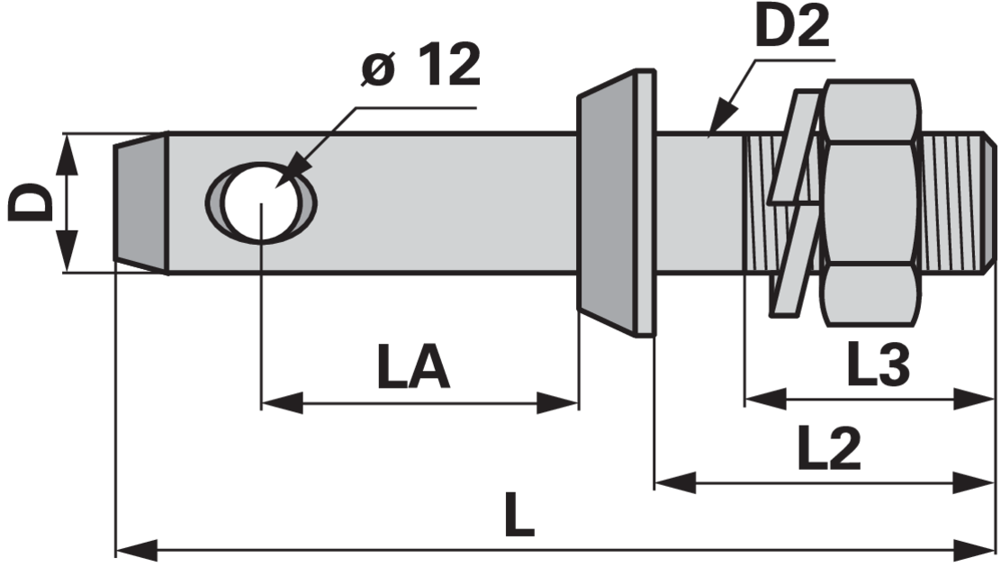 Unterlenkerbolzen gehärtet M27 x 1,5 28 mm GartenShop24 - Hochwertige Gartengeräte