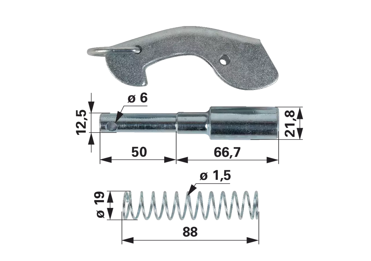 Sicherungsbolzen Set, Kat.3 mit Bolzen, Feder und Hebel GartenShop24