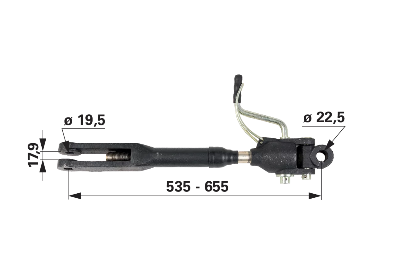 Hubstrebe 535–655 mm Gewinde UNC passend für MF GartenShop24 - Hochwertige Gartengeräte