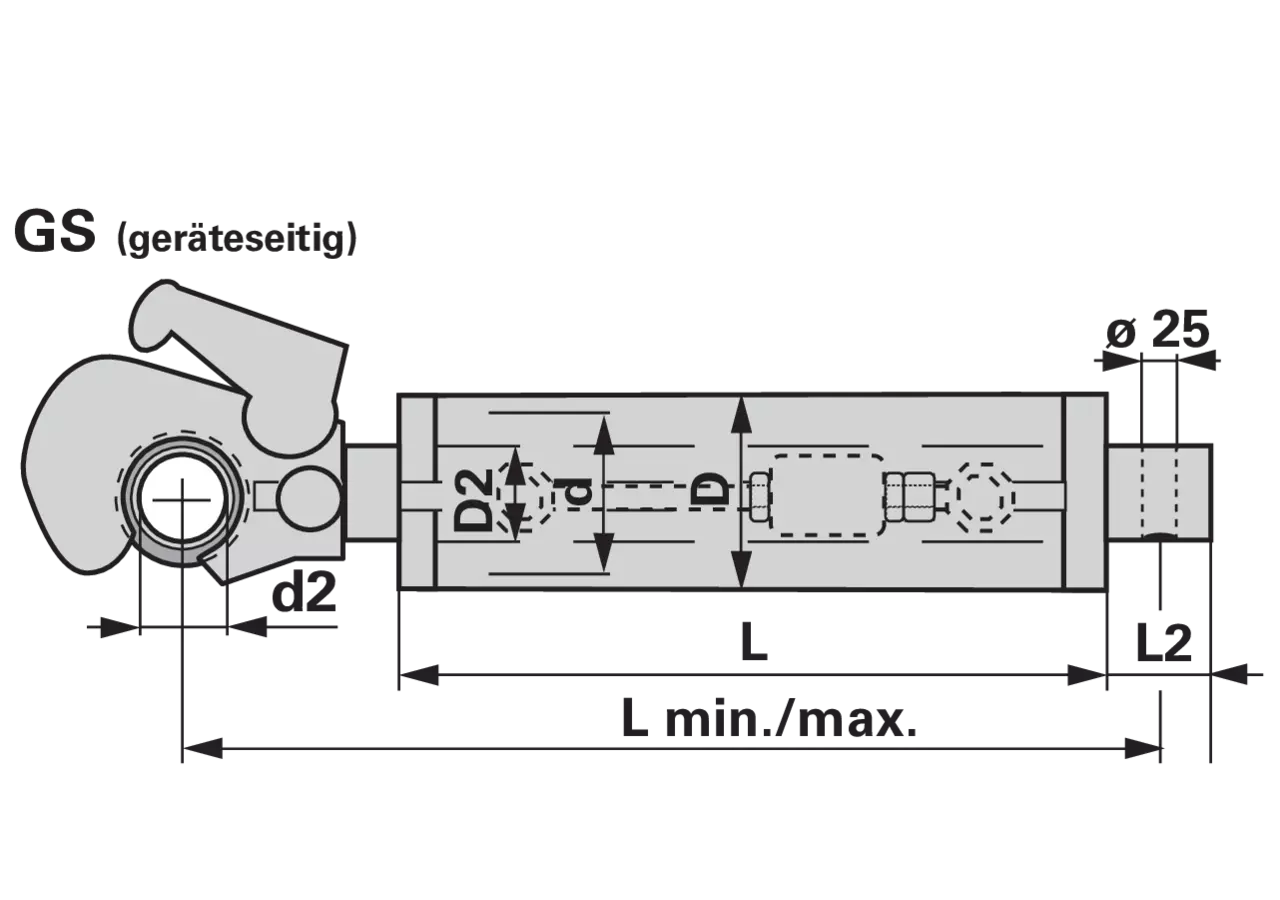 Oberlenker hydraulisch, Kat. 3, 637-877 mm, mit Haken, ohne Gabelkopf, Premium Prillinger Premium