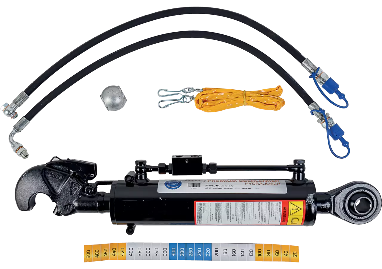 Oberlenker hydraulisch, Kat. 2, 660-976 mm, mit Haken und Kugelauge Premium Sperrblock oben Prillinger Premium
