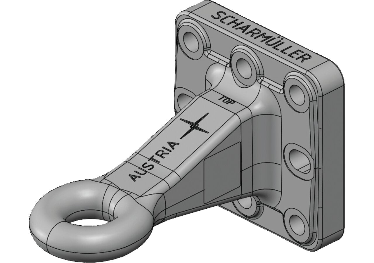 Flanschzugöse 145 x 145 mm, Hitchring D 50 mm Scharmüller