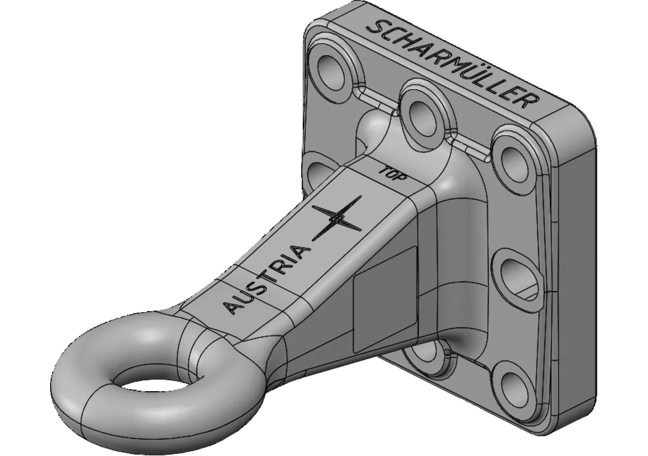 Flanschzugöse 145 x 145 mm, Hitchring D 50 mm Scharmüller
