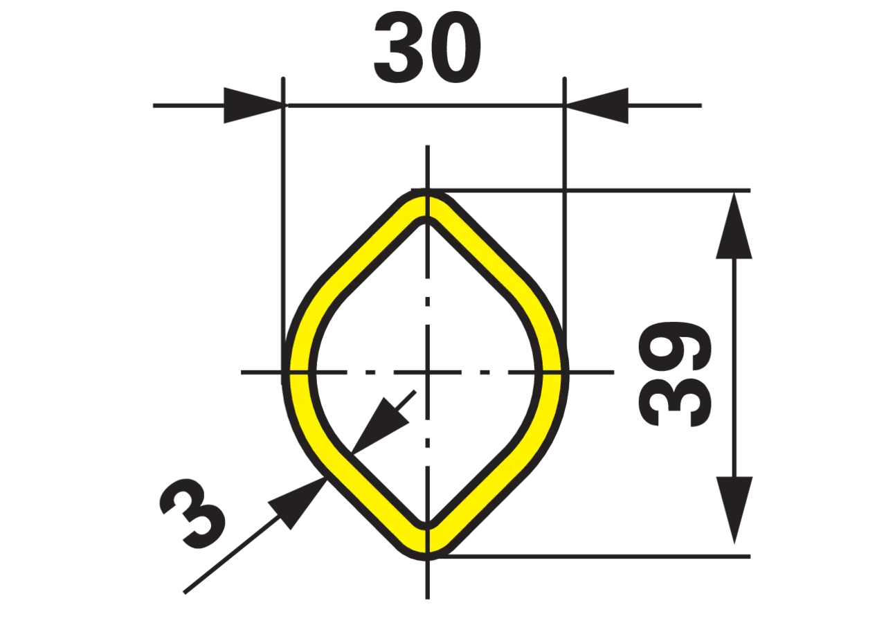Profilrohr Zitronenprofil, 30 x 3 mm, 3 m Weasler