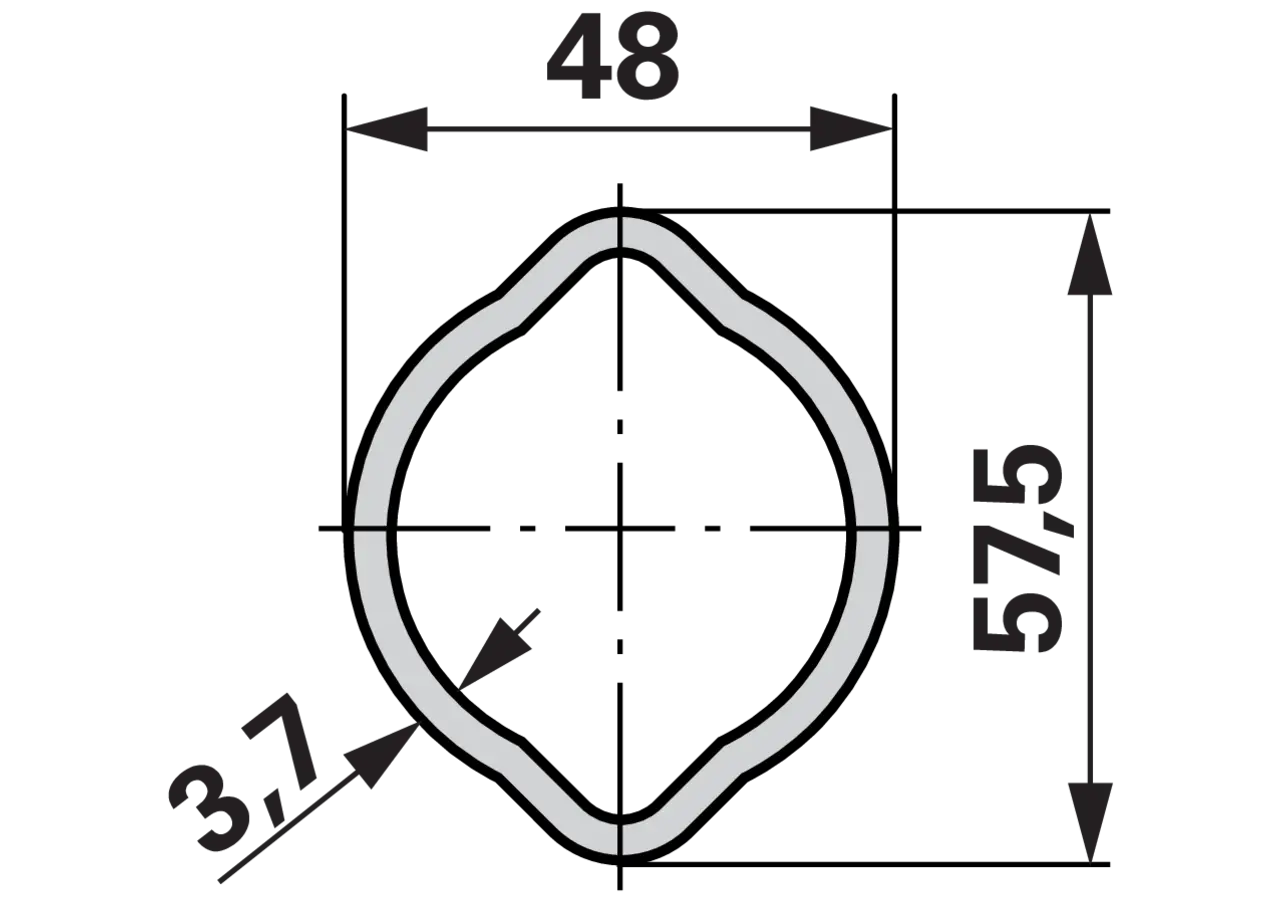 Profilrohr Zitronenprofil für Rilsan, 48 x 3,7 mm, 1,5 Meter Weasler