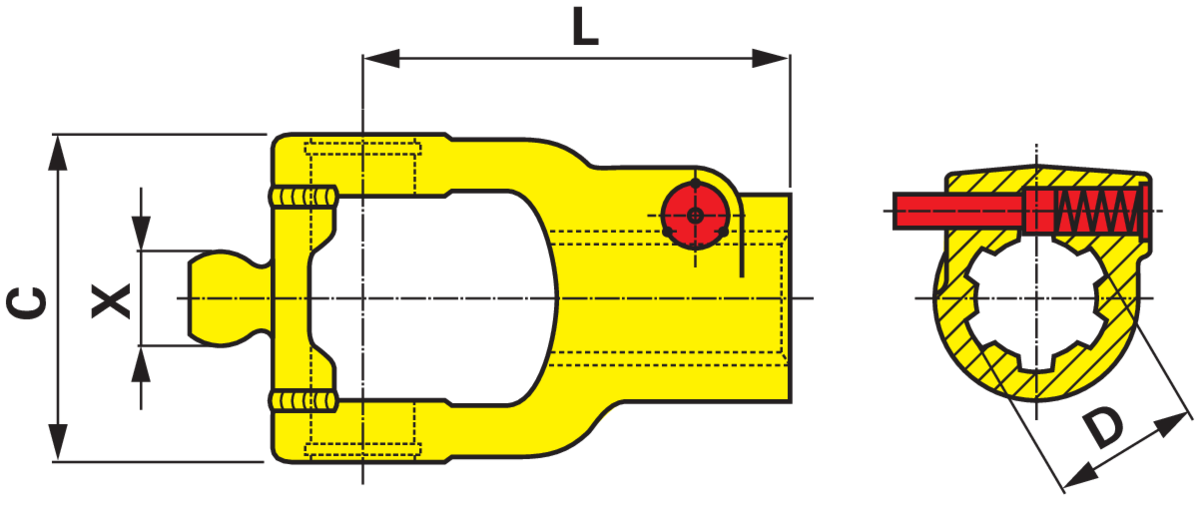 Weasler Schiebestift alte Ausführung 13007121, A-Set 100 – Profil 1 1/8" (6), 1 3/8" (6) Weasler