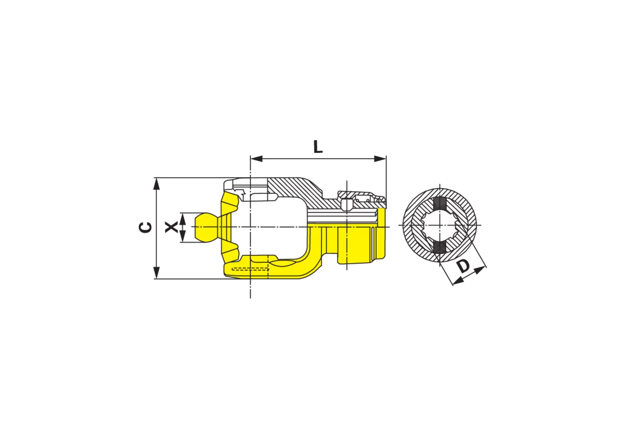 Außengabel mit Auto-Lock, AW21-50 1 3/8-6 Weasler