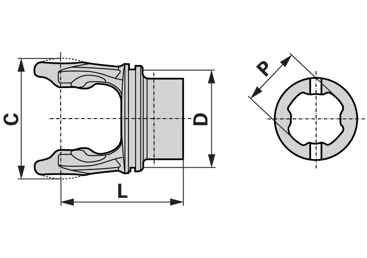 Innengabel S0, für Innenrohr 61,7 mm 4-Keil Profil Bondioli & Pavesi