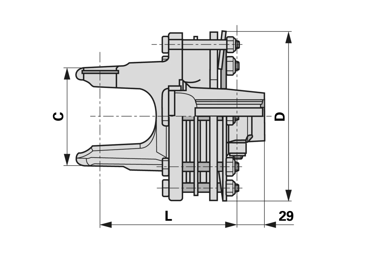 Reibscheibenkupplung A6, S7 FV34, 1 3/8-6, 1.450 Nm Bondioli & Pavesi
