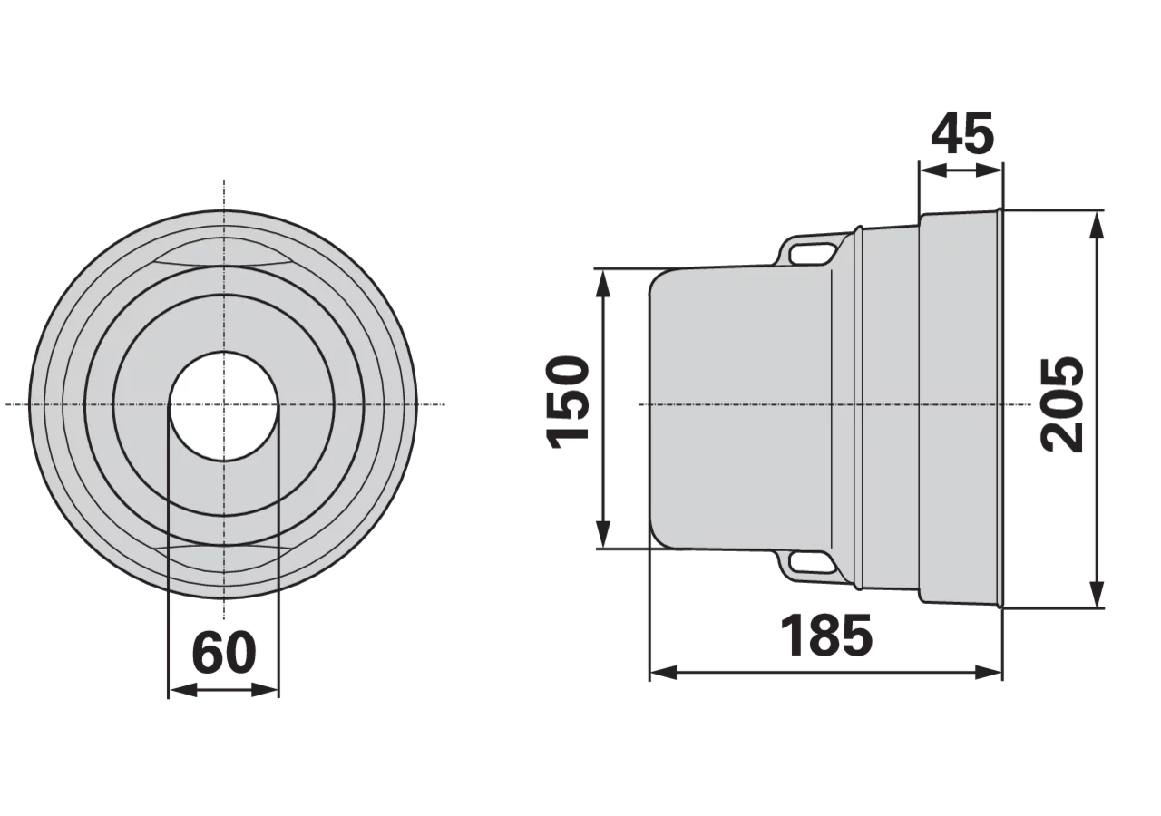 Schutztopf geräteseitig, Dm 205 mm, mit Manschette Bondioli & Pavesi