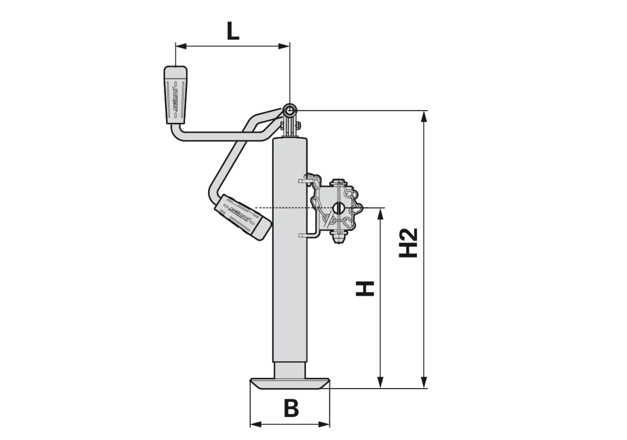 Abstellstütze klappbar, AD 51 mm, mit Buchse Stützlast 900 kg Höhe 455 mm Simol