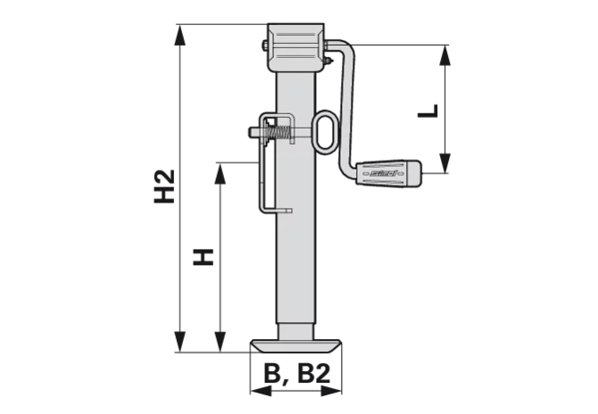 Abstellstütze klappbar, mit seitlicher Kurbel, AD 51, mit Flansch Stützlast 900 kg Höhe 390 mm Simol