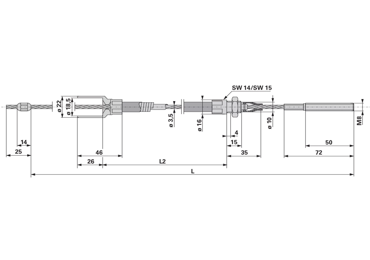 Seilzug Standard, 1.040 mm Knott