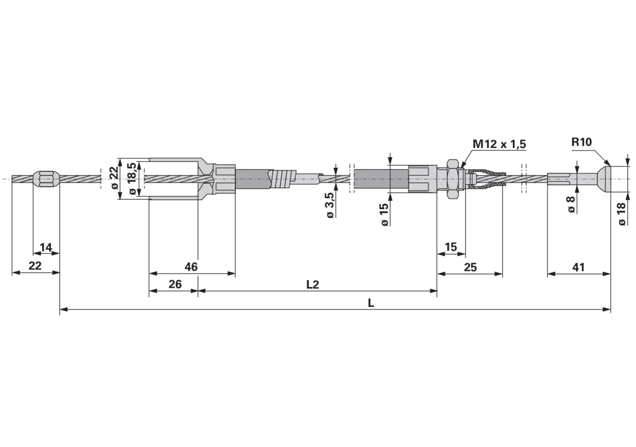 Seilzug mit Pilzkopf 920 mm Knott