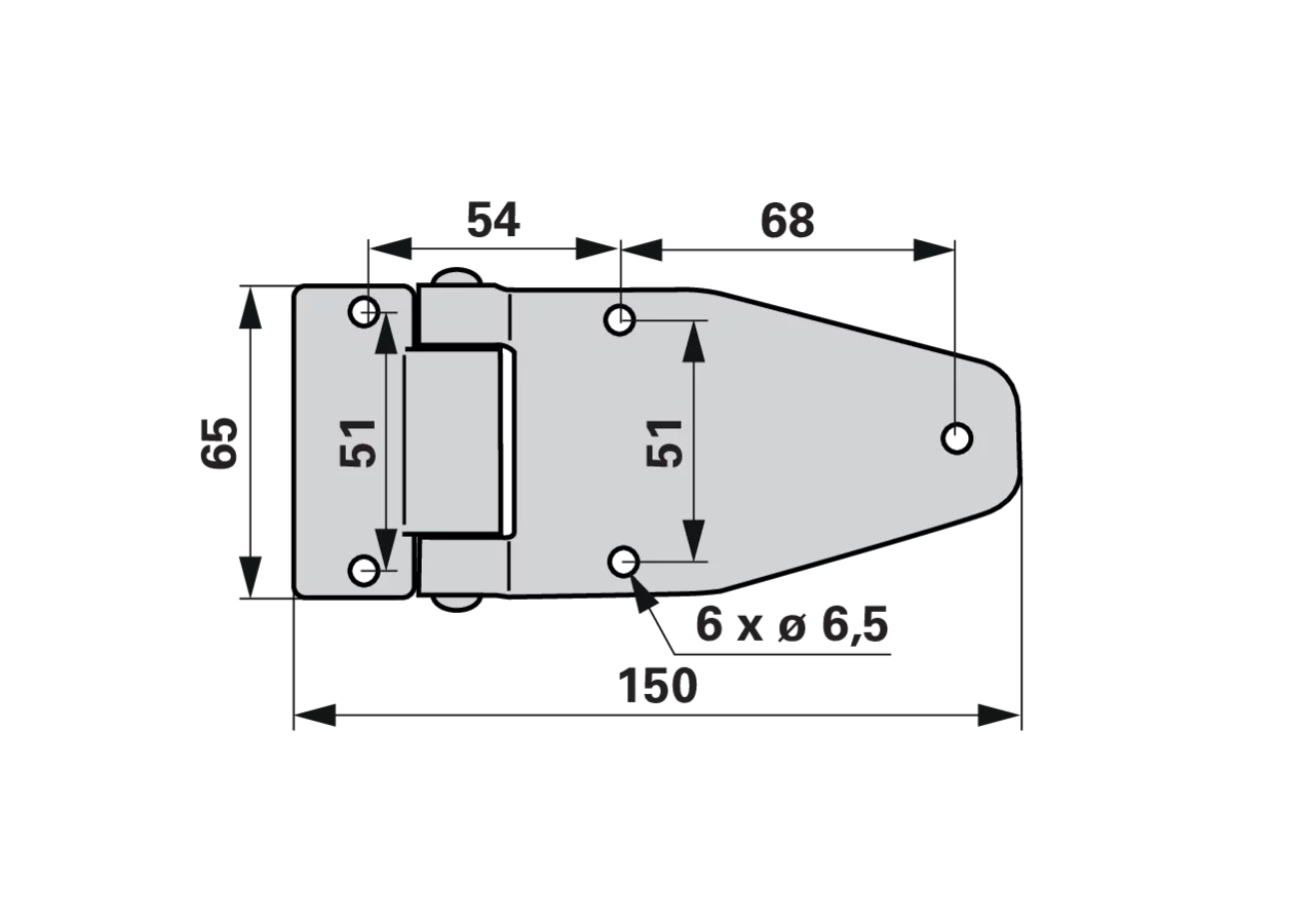 Scharnier 150 x 65 x 4 mm, Niro GartenShop24