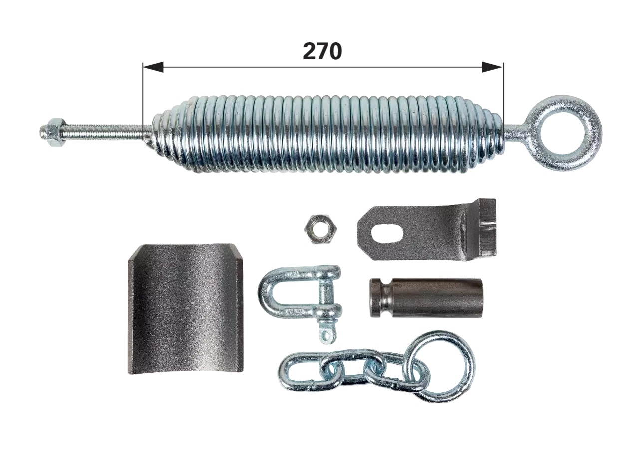 Bordwandfeder verzinkt, mit Schraube und Anbauteile, 270 x 60 x 7 mm GartenShop24