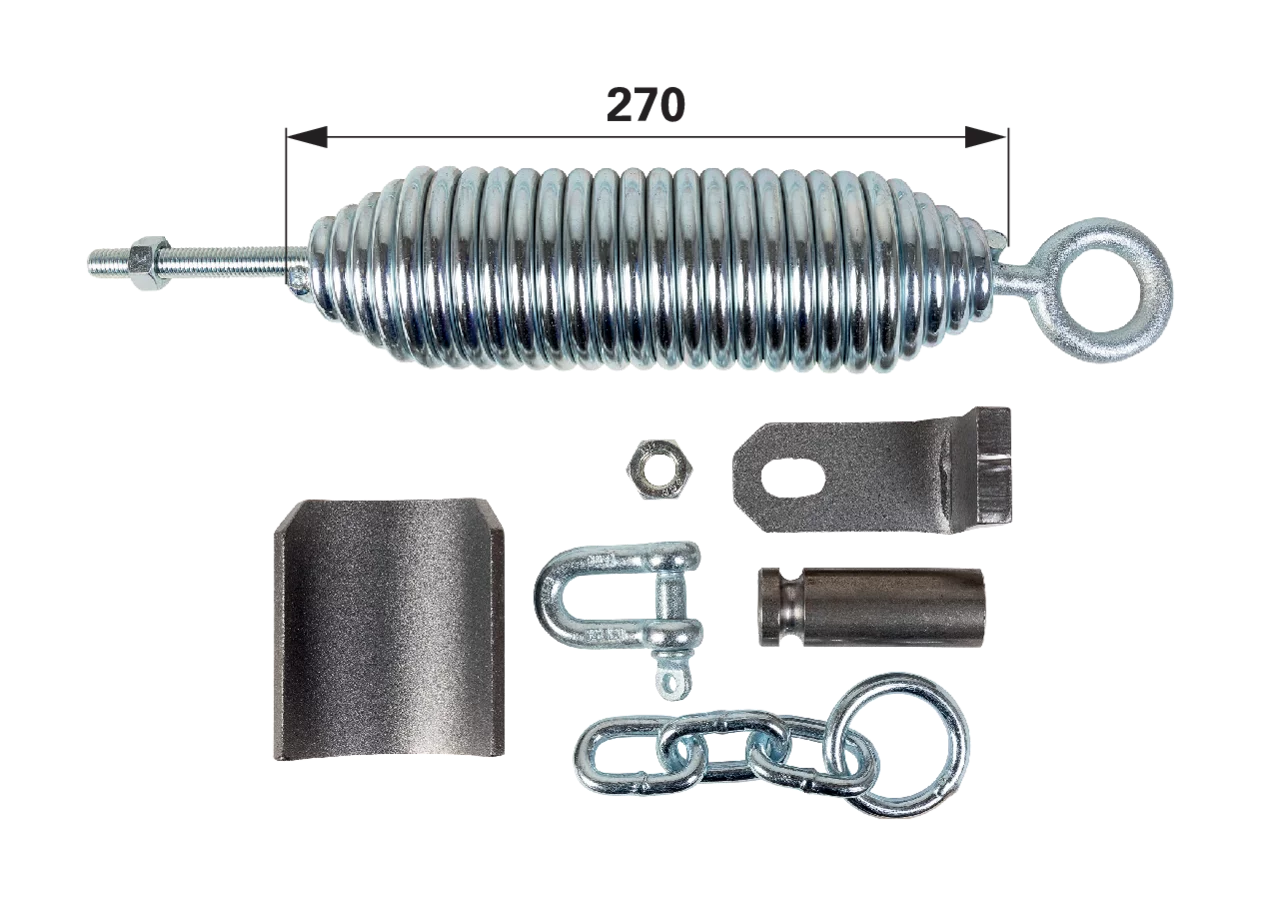 Bordwandfeder verzinkt, mit Schraube und Anbauteile, 270 x 80 x 10 mm GartenShop24