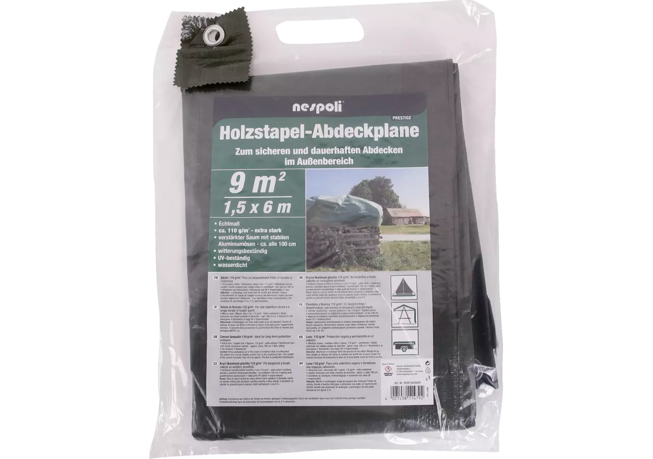 Abdeckplane Grün, 1,5 x 6 m ca. 110 g/m² GartenShop24