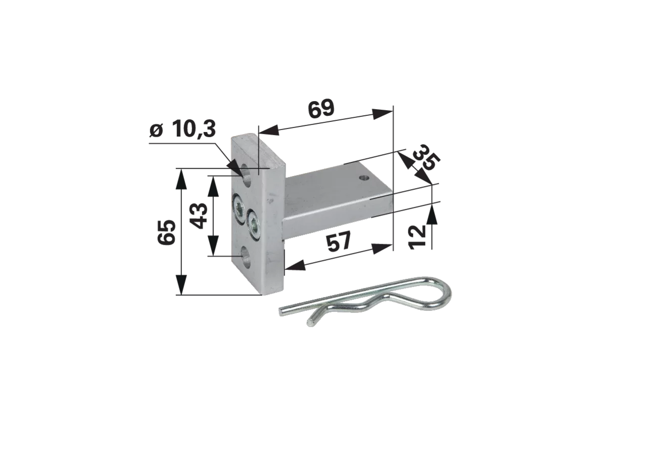 Halter einfach aus Aluminium für Unterlegkeil G53 Lokhen