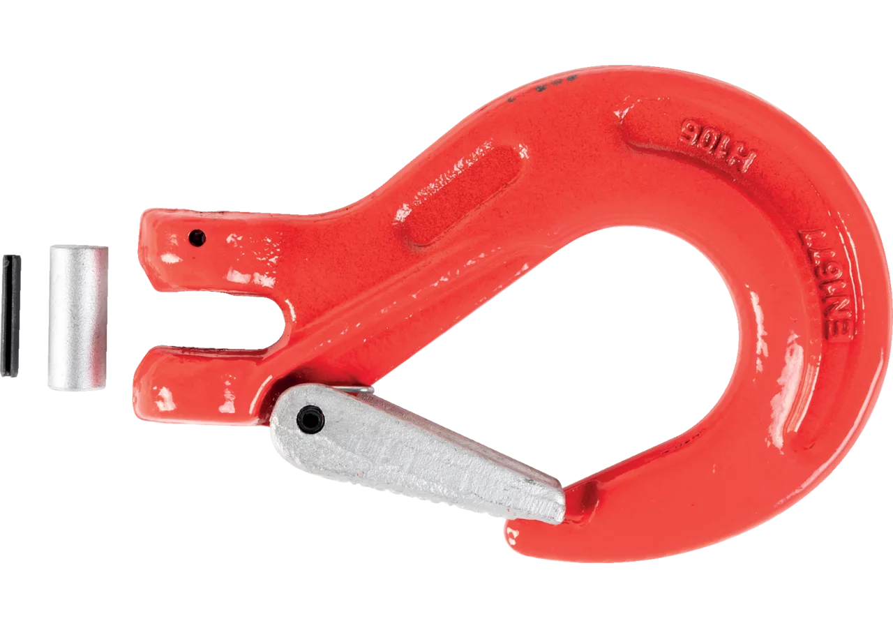 Lasthaken mit Schmiedefalle, für Kette 10 mm, Rot lackiert Güte 8, EN1677 McBull