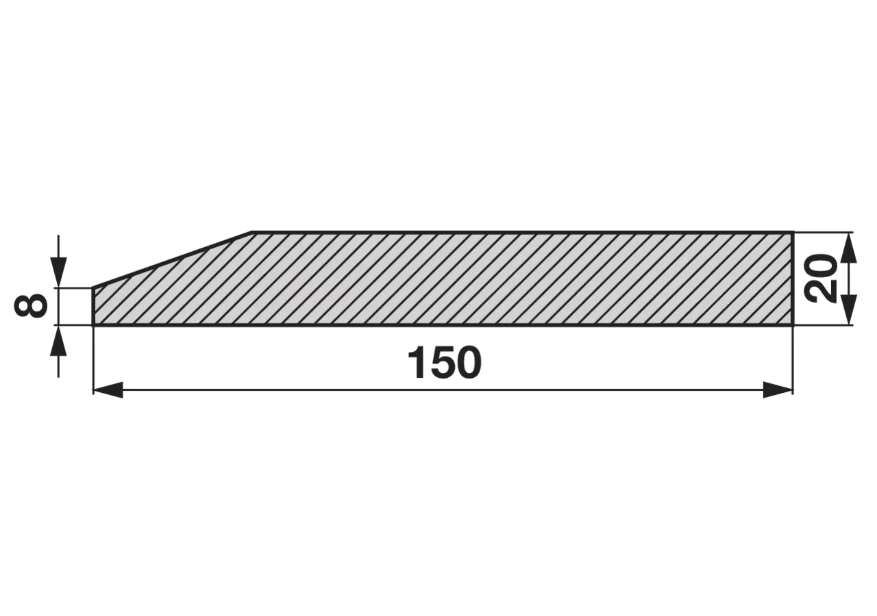 Schürfleiste Hardox 400, 150 x 20 mm, 1,25 m GartenShop24