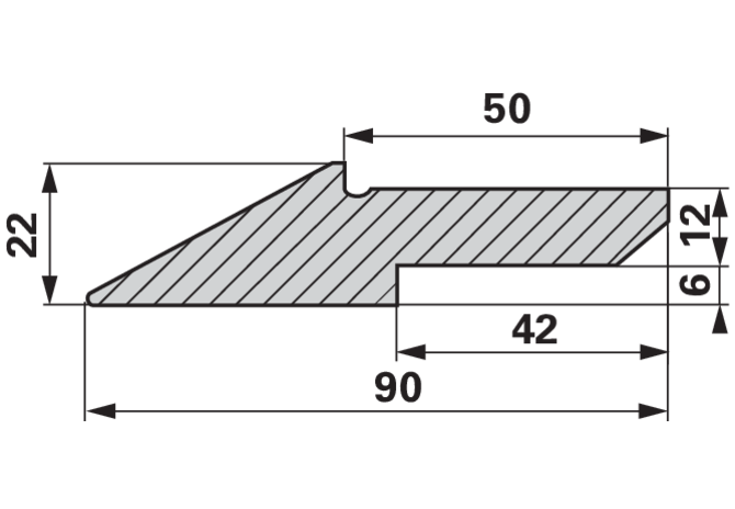 Schürfleiste Standard, 90 x 22 mm 3 Meter GartenShop24