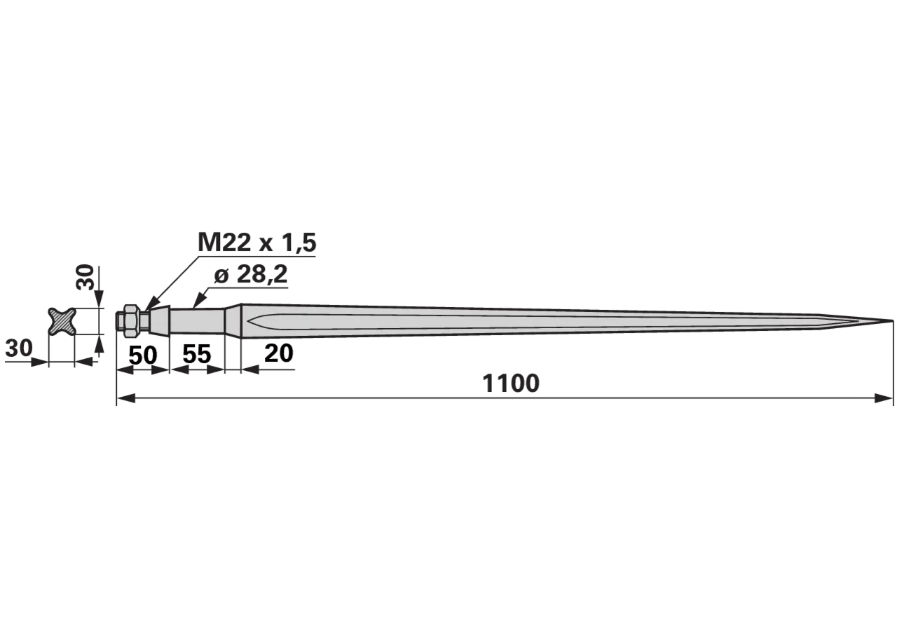 Frontladerzinke M22 x 1,5, 1.100 mm GartenShop24