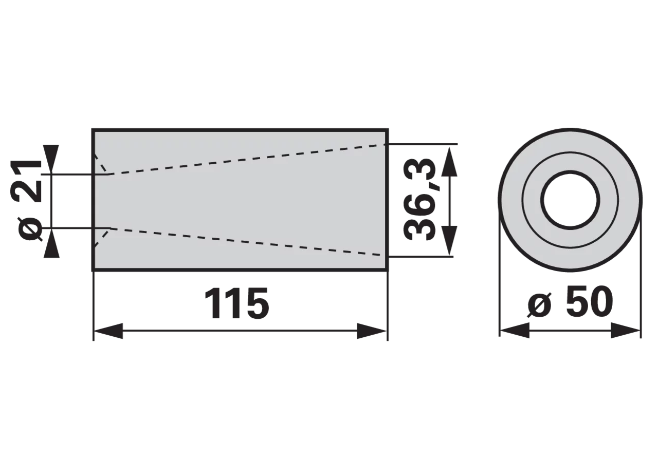 Buchse zu M20, Länge 115 mm GartenShop24
