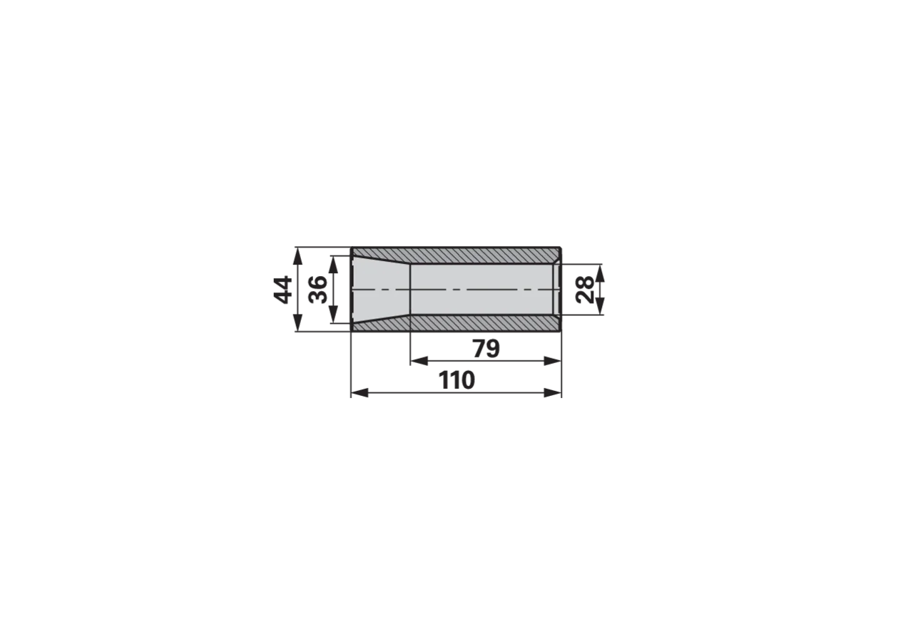 Zentrierbuchse 44 x 110 mm, für M20 SHW