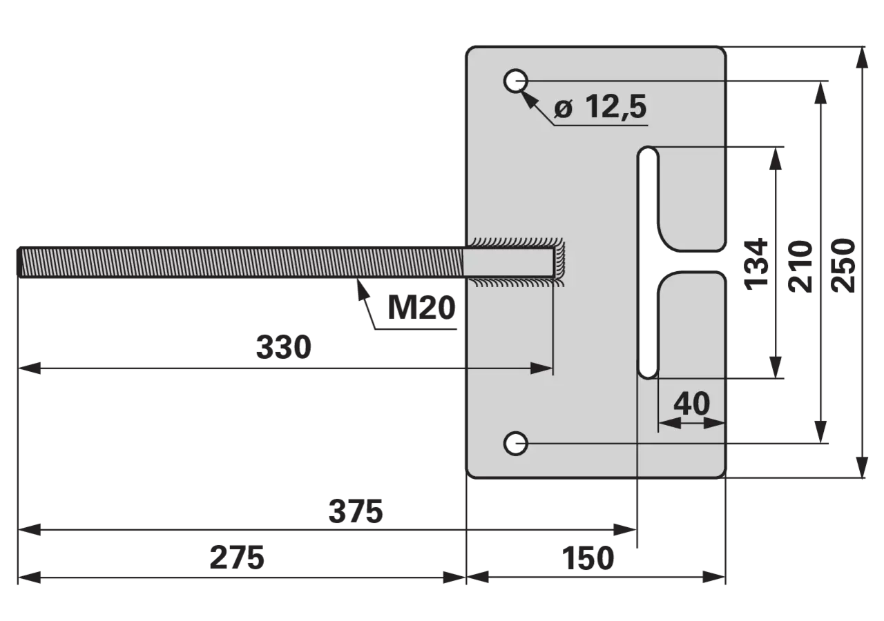 Kranaufhängung M20 x 1,5 für IPE 240, HE 120 – L1 330 mm / L2 375 mm GartenShop24 - Hochwertige Gartengeräte