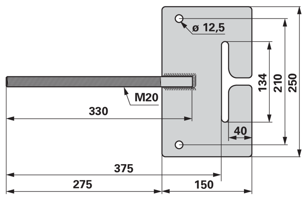 Kranaufhängung M20 x 1,5 für IPE 240, HE 120 – L1 330 mm / L2 375 mm GartenShop24 - Hochwertige Gartengeräte