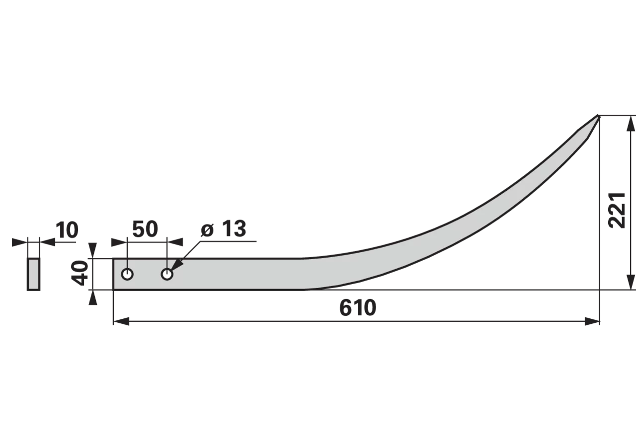 Greiferzinke 610 mm Auer DG26 – Ersatzteil mit Lochabstand 50 mm, Einzelstück