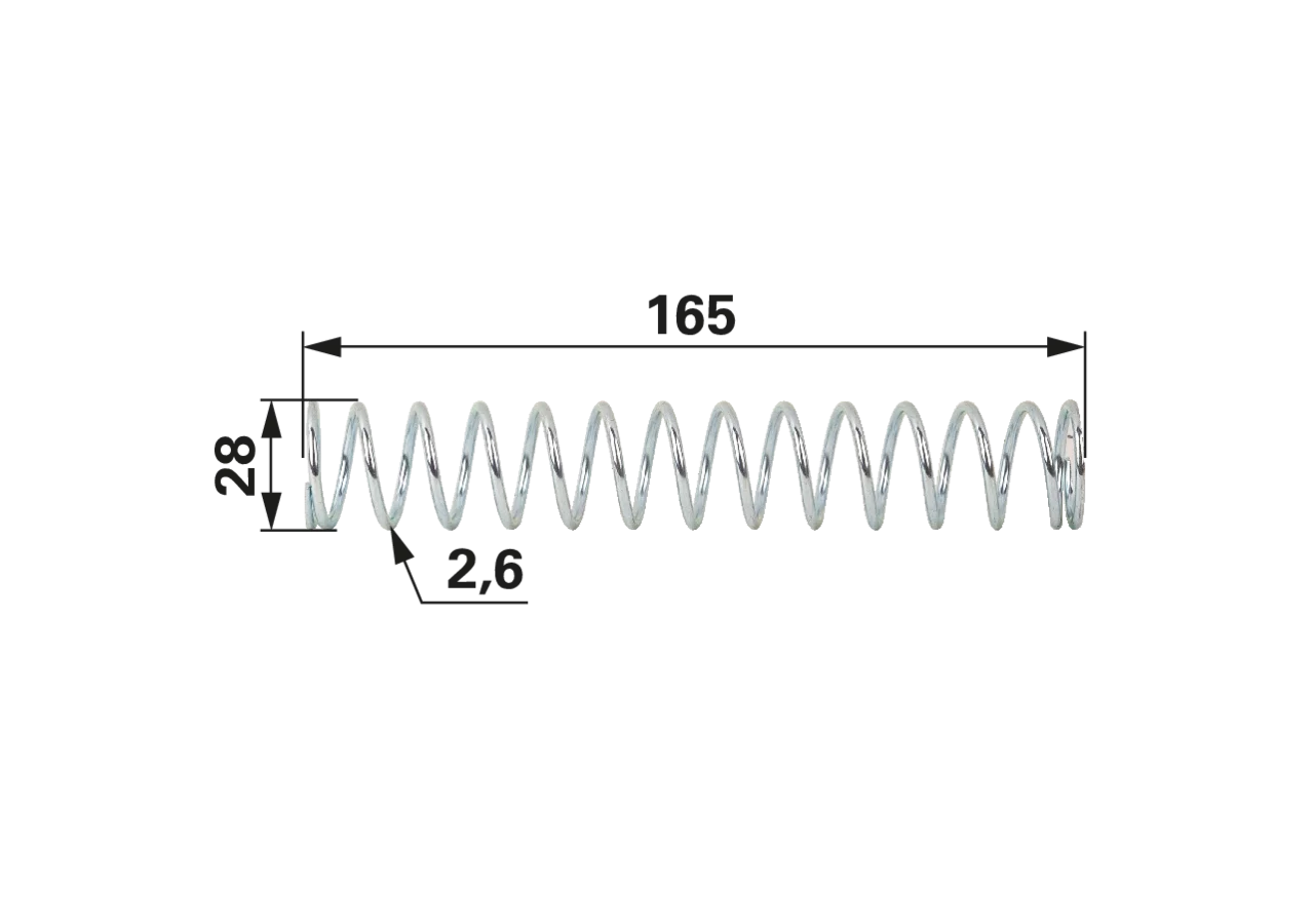 Druckfeder AD 28 mm, Länge 165 mm zu Robust FZ 10 - 40.1, 3350970 Stoll