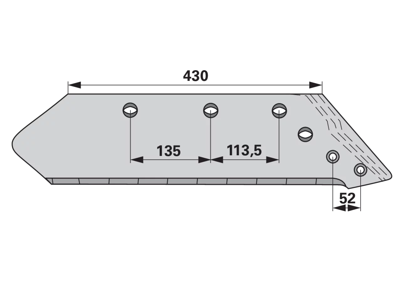 Wechselspitzschare rechts – passend für Kuhn 622136, Ausführung Hartmetall Stärke 12 mm AgriCarb