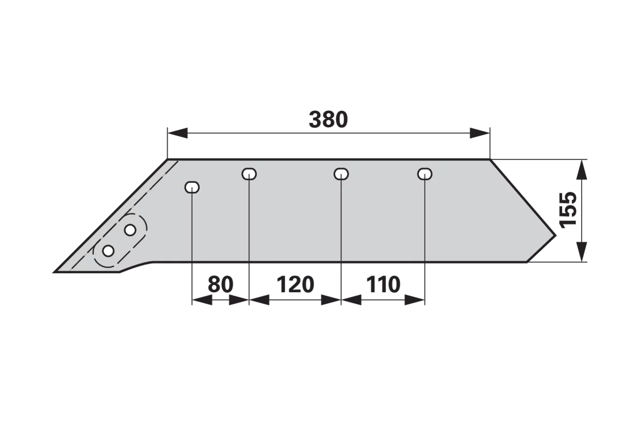 Wechselspitzschare links – passend für Kverneland 063018 Breite 155 mm iQparts