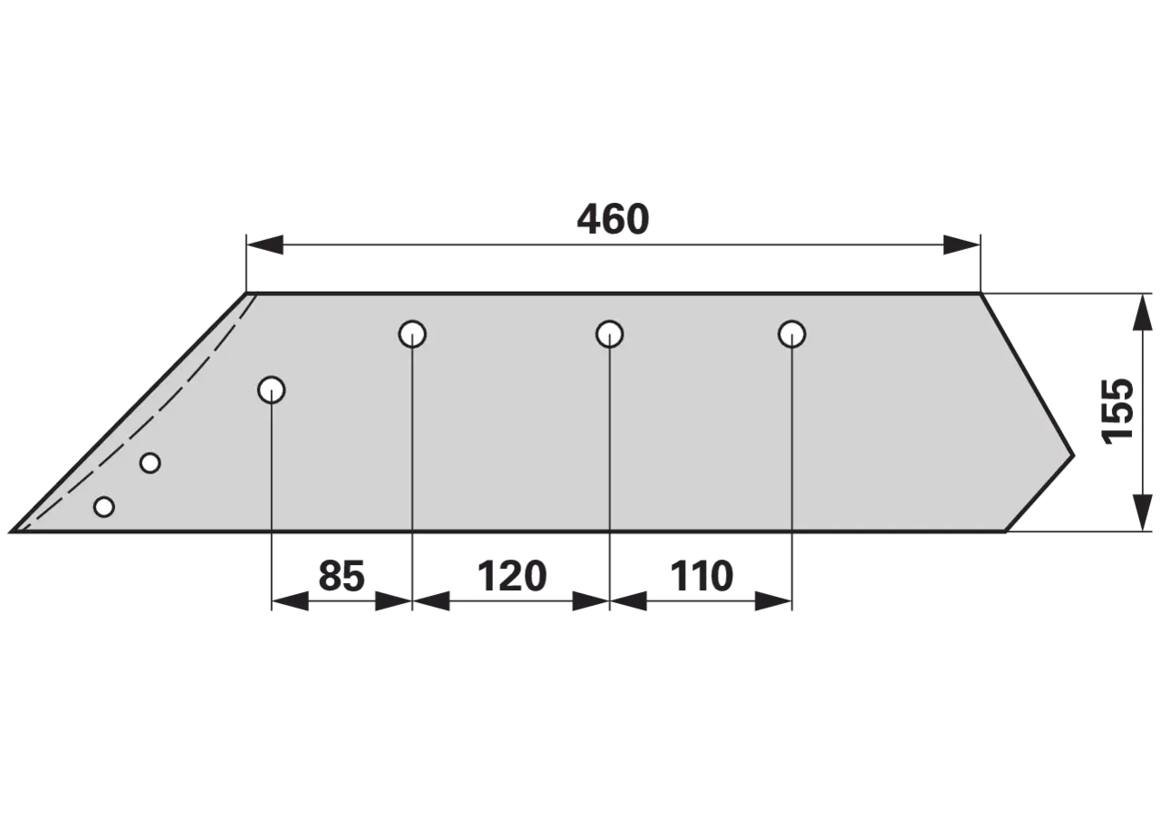 Wechselspitzschare links – passend für Kverneland 073007 Breite 155 mm iQparts