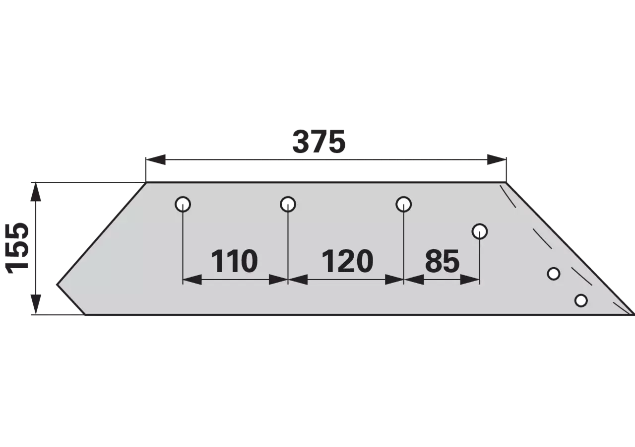 Wechselspitzschare rechts – passend für Kverneland 073004 Breite 155 mm iQparts