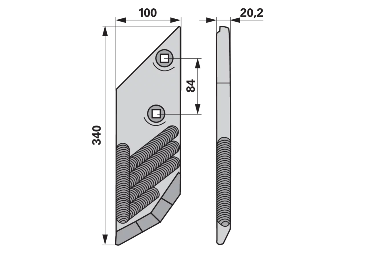 Scharspitze links – passend für Lemken 3364151 Ausführung Hartmetall Agricarb Hersteller-Nr. PBL4054N-RG GartenShop24