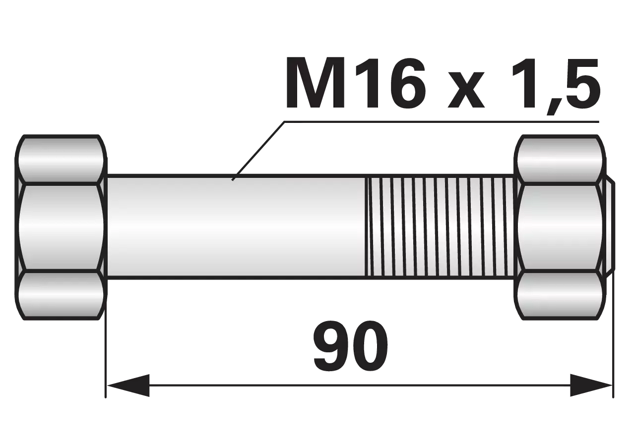 Abscherschraube M16 x 1,5 x 90mm Güte 8.8 mit Mutter – passend für Rabe GartenShop24