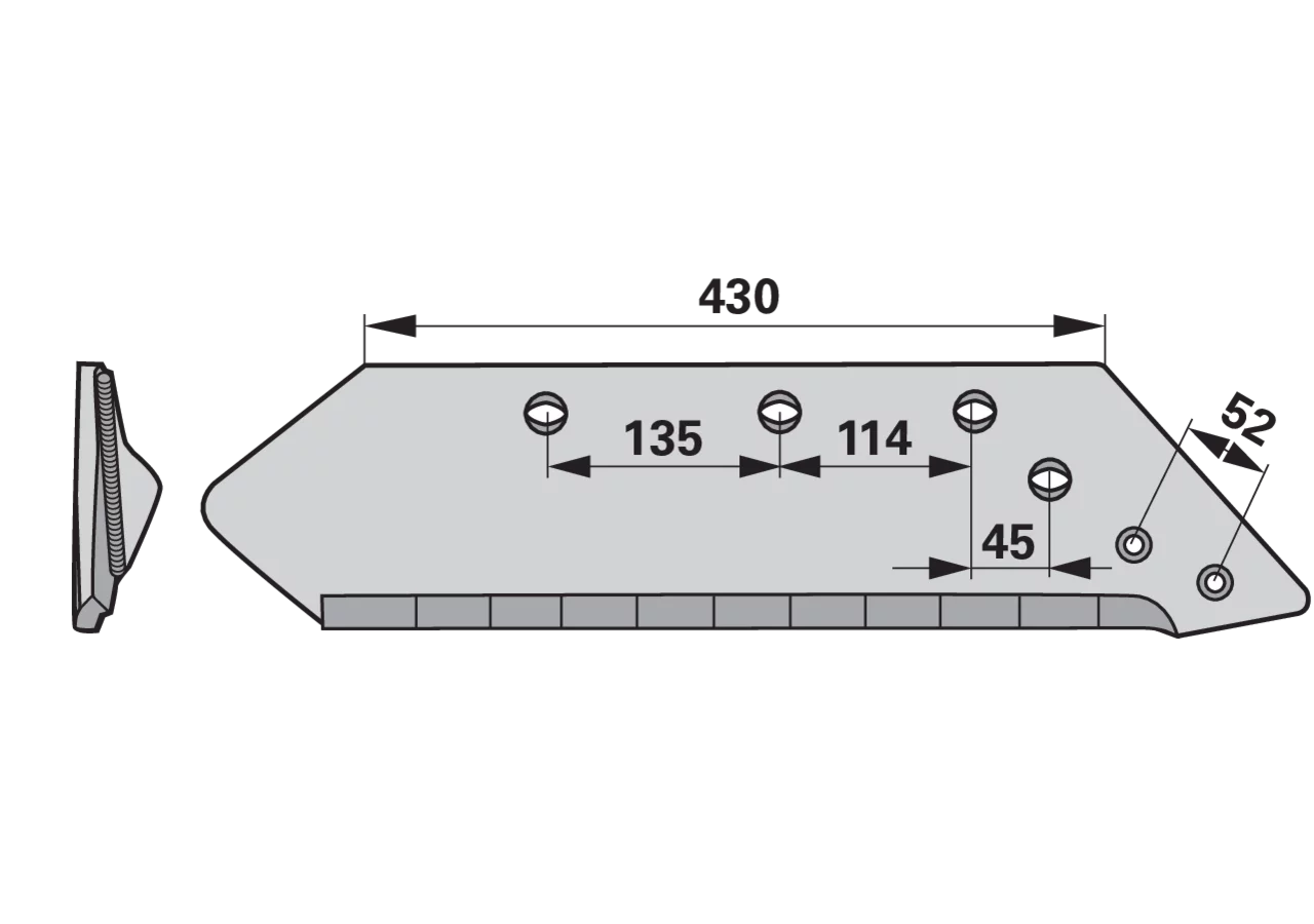 Wechselspitzschar rechts Hartmetall – passend für Kuhn Huard H0405800 AgriCarb