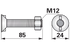 Pflugschraube 2-Nasen, M12 x 85 mm, Güte 10.9, 10 Stück mit Mutter GartenShop24
