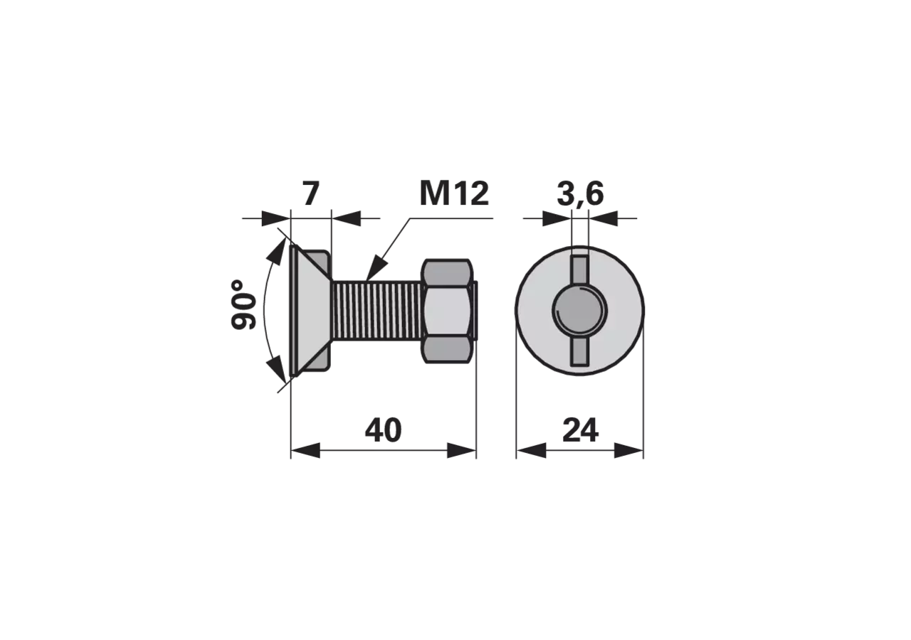 Pflugschraube 2-Nasen, M12 x 40 mm, Güte 10.9, 10 Stück mit Mutter GartenShop24
