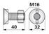 Pflugschraube 2-Nasen, M16 x 40 mm, Güte 10.9 mit Mutter GartenShop24