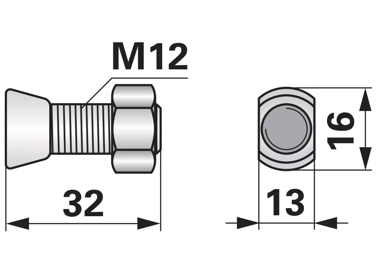 Pflugschraube Ovalkopf hoch, M12 x 32 mm, Güte 12.9, 10 Stück mit Mutter GartenShop24