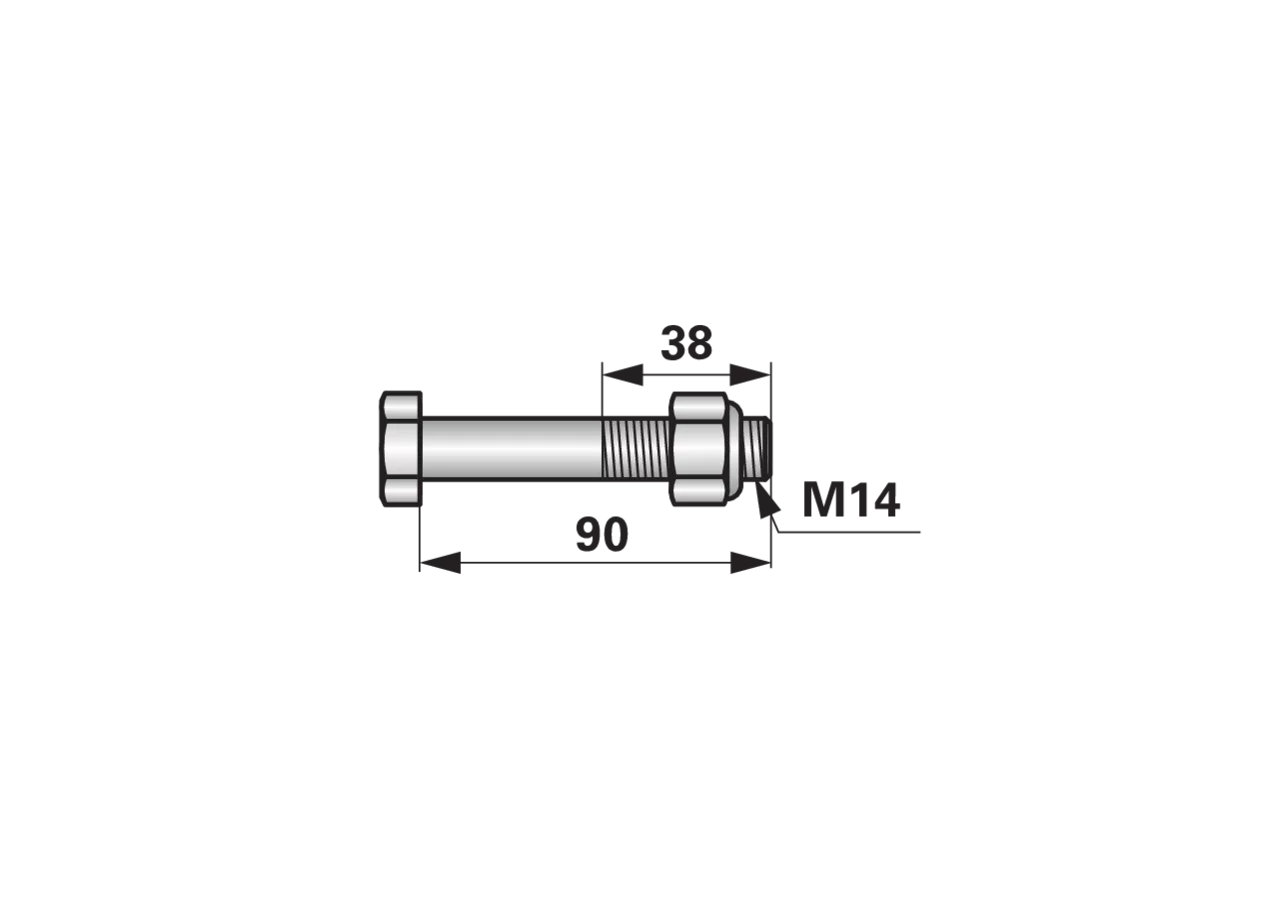 Abscherschraube M14 x 90 mm, Güte 10.9, mit Mutter GartenShop24