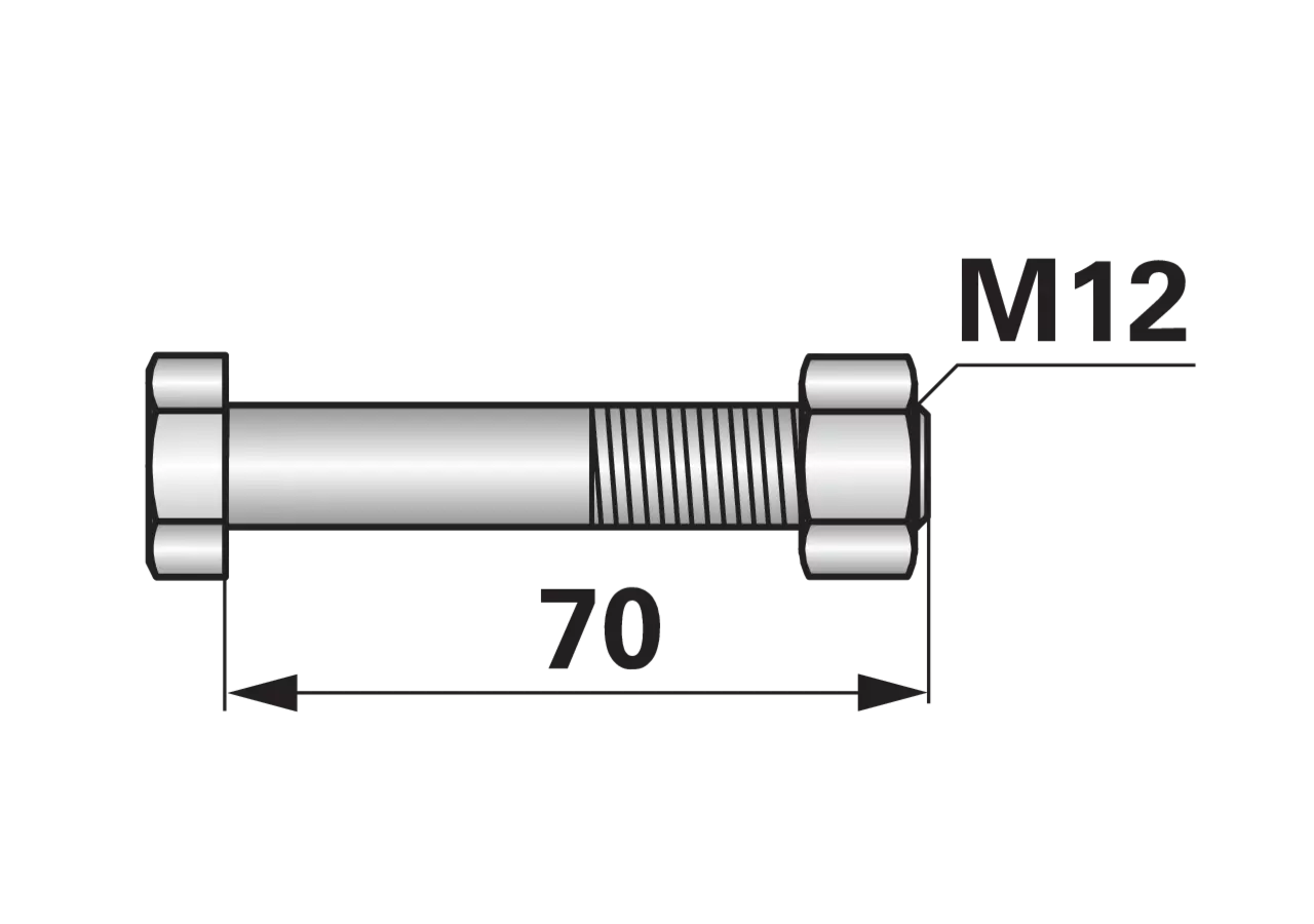 Abscherschraube M12 x 70 mm, Güte 10.9, mit Mutter GartenShop24