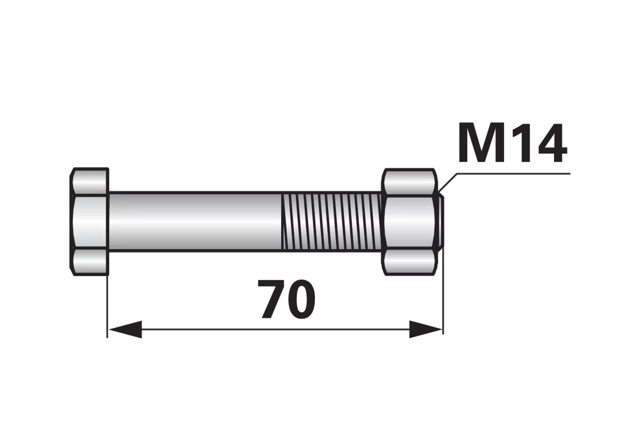 Abscherschraube M14 x 70 mm, Güte 10.9, mit Mutter GartenShop24