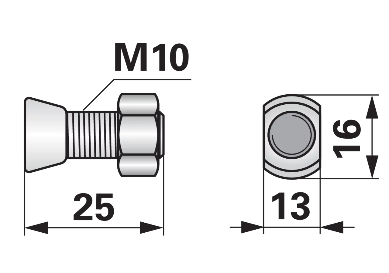 Pflugschraube Ovalkopf, M10 x 25 mm, Güte 12.9, 10 Stück mit Mutter GartenShop24